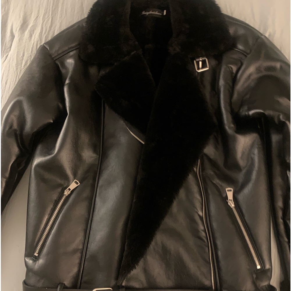 Faux Leather Winter Coat